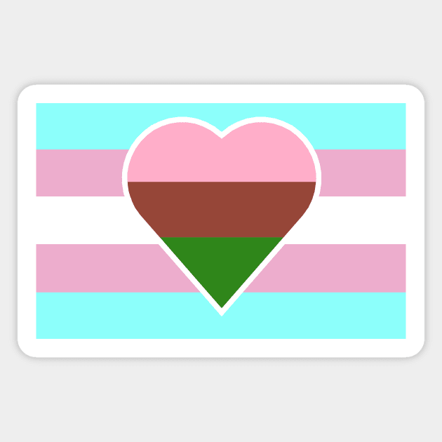 Transgender Pride Flag with Gynesexual/Gynephilic Heart Sticker by DisneyFanatic23